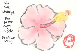 we are all the same age on the inside Hibiscus Birthday etegami